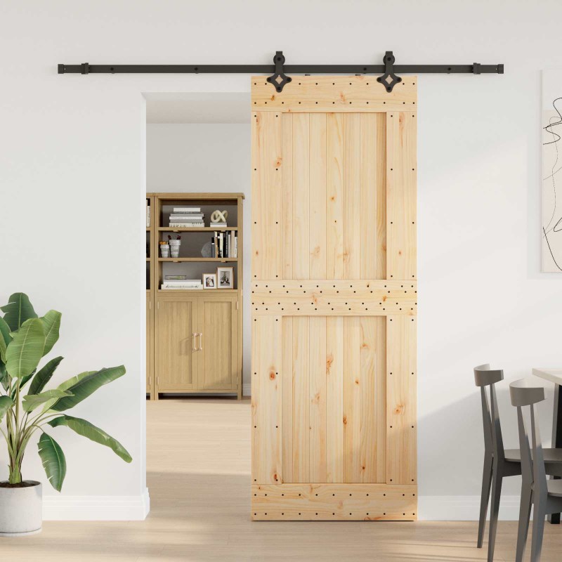 vidaXL Συρόμενη Πόρτα NARVIK Φυσικό και Μαύρο 85 x 210 εκ (213,5 εκ)