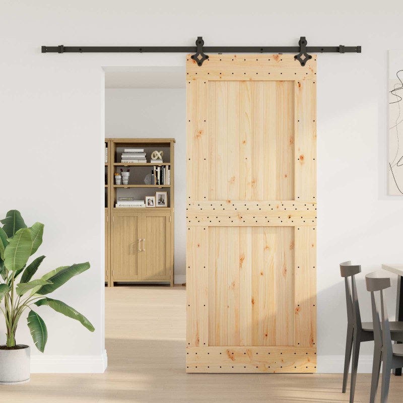 vidaXL Συρόμενη Πόρτα NARVIK Φυσικό και Μαύρο 95 x 210 εκ (213,5 εκ)