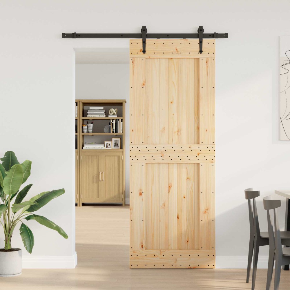 vidaXL Συρόμενη Πόρτα NARVIK Φυσικό και Μαύρο 85 x 210 εκ (152,5 εκ)