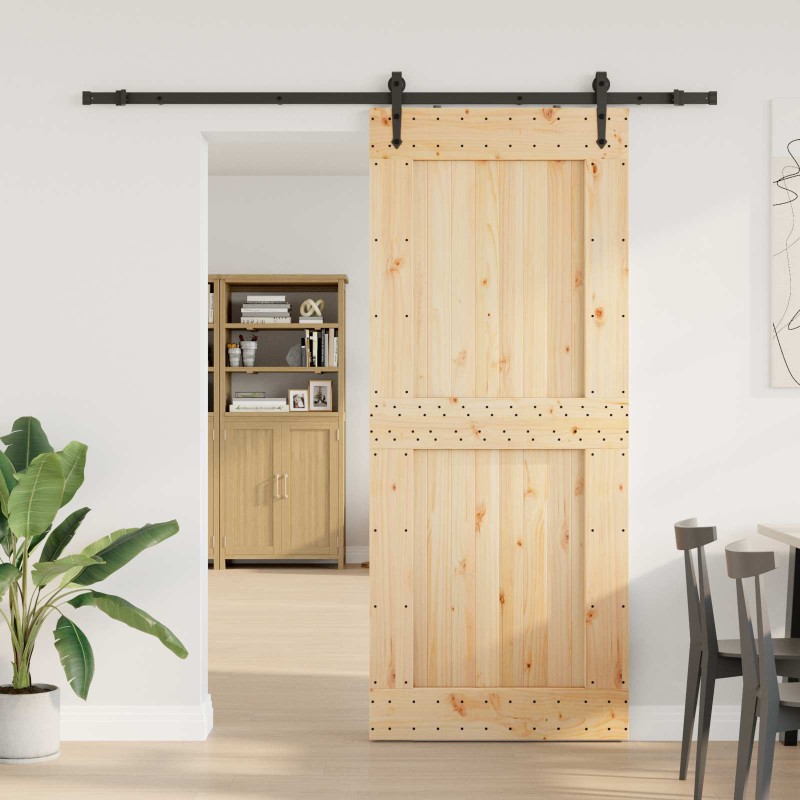 vidaXL Συρόμενη Πόρτα NARVIK Φυσικό και Μαύρο 95 x 210 εκ (213,5 εκ)