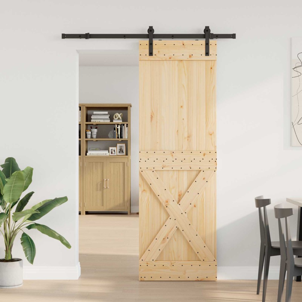 vidaXL Συρόμενη Πόρτα NARVIK Φυσικό και Μαύρο 70 x 210 εκ (152,5 εκ)