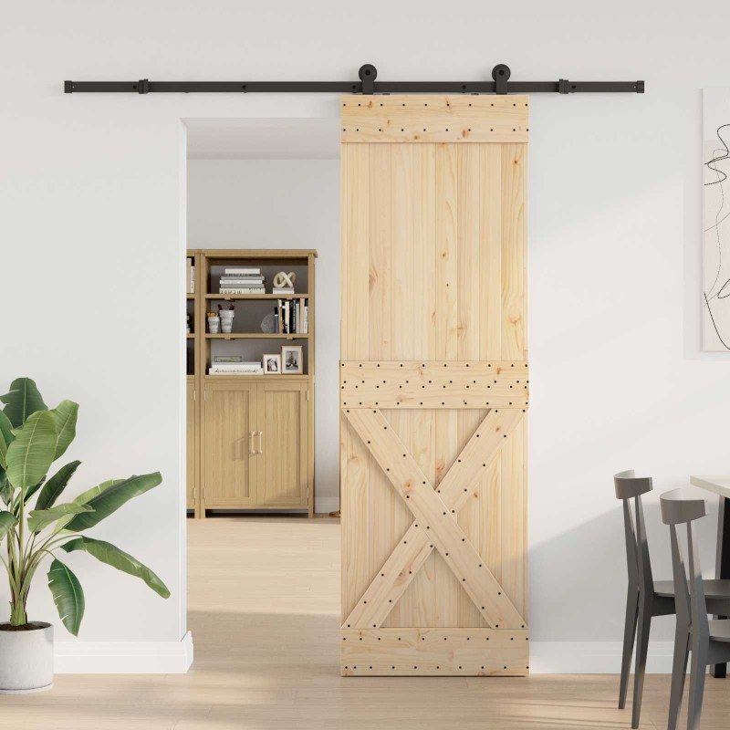 vidaXL Συρόμενη Πόρτα NARVIK Φυσικό και Μαύρο 70 x 210 εκ (213,5 εκ)