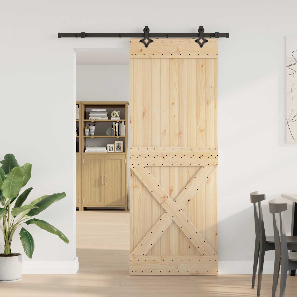 vidaXL Συρόμενη Πόρτα NARVIK Φυσικό και Μαύρο 85 x 210 εκ (152,5 εκ)