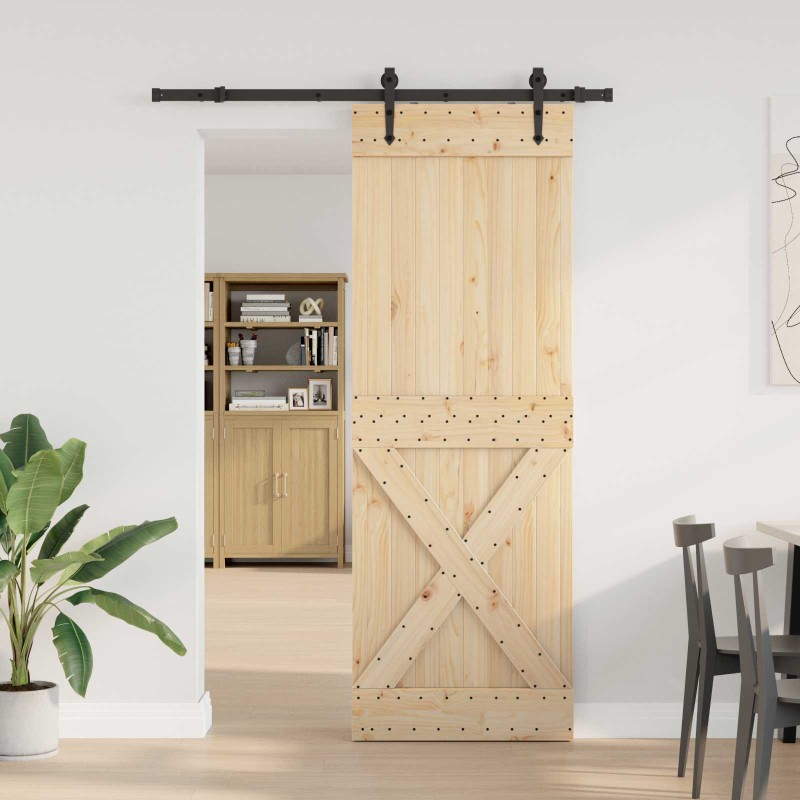 vidaXL Συρόμενη Πόρτα NARVIK Φυσικό και Μαύρο 80 x 210 εκ (152,5 εκ)