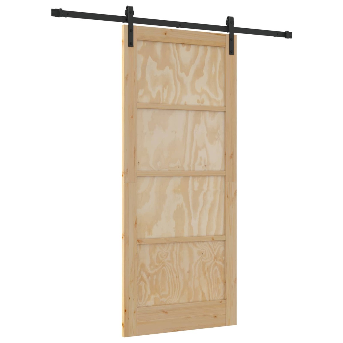 vidaXL Συρόμενη Πόρτα Φυσικό και Μαύρο 86 x 198,5 cm Μασίφ Ξύλο Πεύκου
