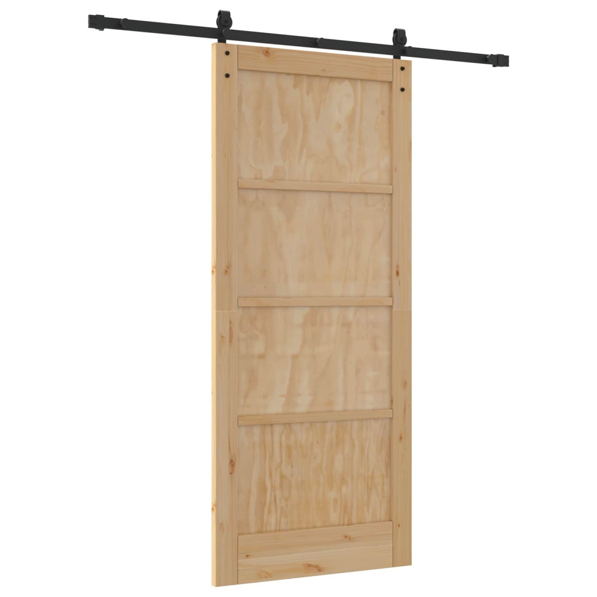 vidaXL Συρόμενη Πόρτα Φυσικό και Μαύρο 86 x 198,5 cm Μασίφ Ξύλο Πεύκου