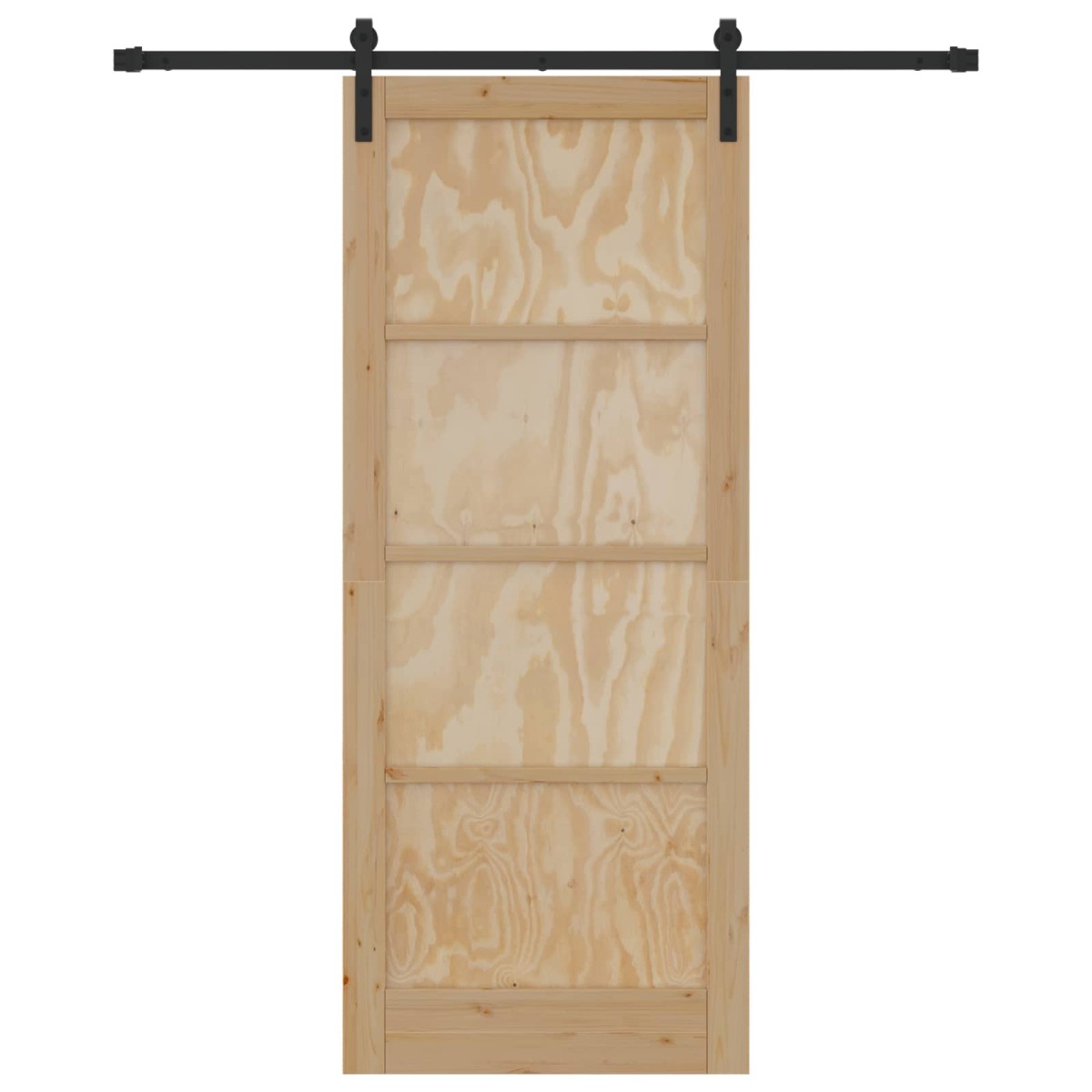 vidaXL Συρόμενη Πόρτα Φυσικό και Μαύρο 86 x 211 cm Μασίφ Ξύλο Πεύκου