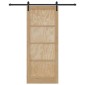 vidaXL Συρόμενη Πόρτα Φυσικό και Μαύρο 86 x 211 cm Μασίφ Ξύλο Πεύκου