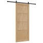 vidaXL Συρόμενη Πόρτα Φυσικό και Μαύρο 86 x 211 cm Μασίφ Ξύλο Πεύκου
