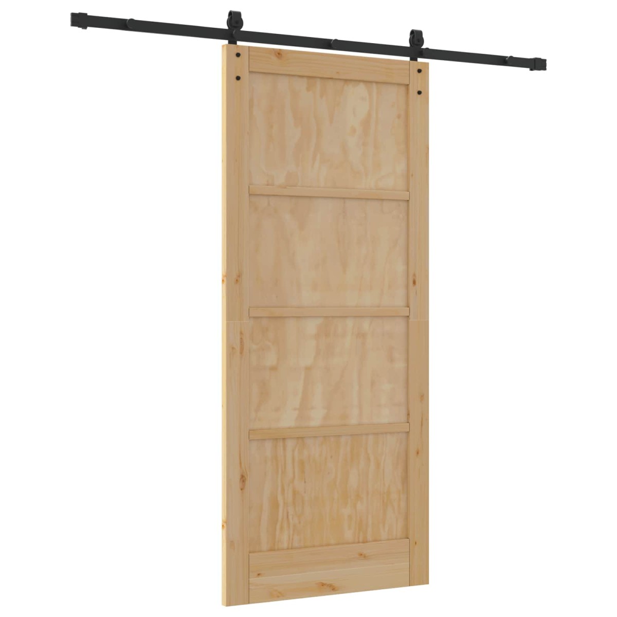 vidaXL Συρόμενη Πόρτα Φυσικό και Μαύρο 86 x 198,5 cm Μασίφ Ξύλο Πεύκου