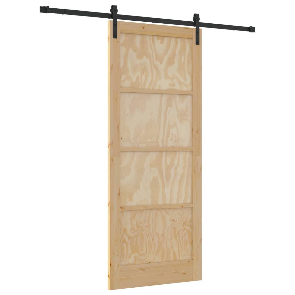 vidaXL Συρόμενη Πόρτα Φυσικό και Μαύρο 86 x 211 cm Μασίφ Ξύλο Πεύκου