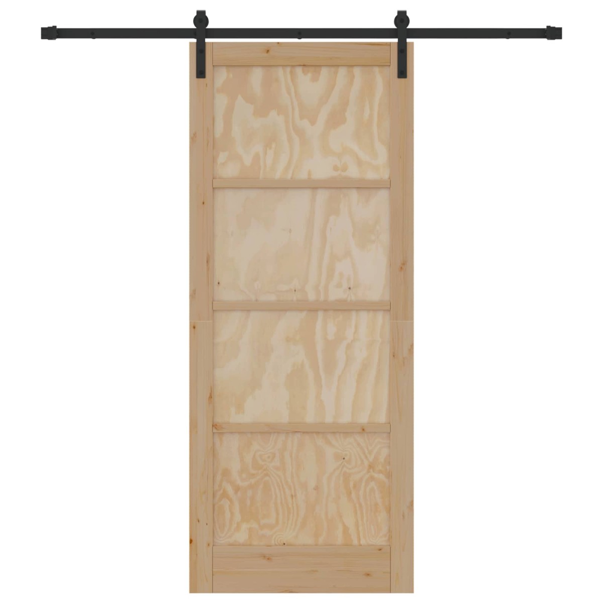 vidaXL Συρόμενη Πόρτα Φυσικό και Μαύρο 86 x 211 cm Μασίφ Ξύλο Πεύκου