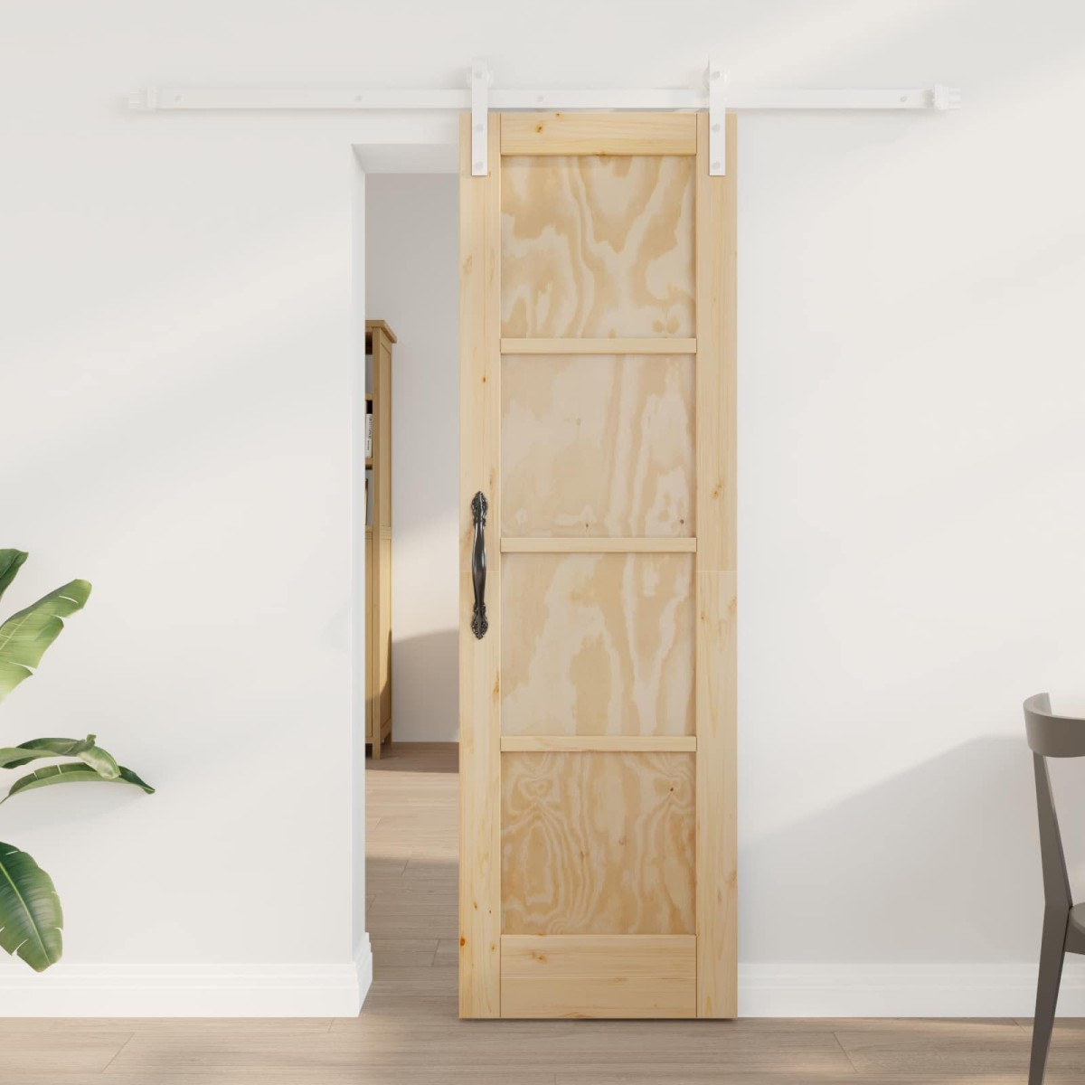 vidaXL Συρόμενη Πόρτα Φυσικό και Λευκό 61 x 198,5 εκ.