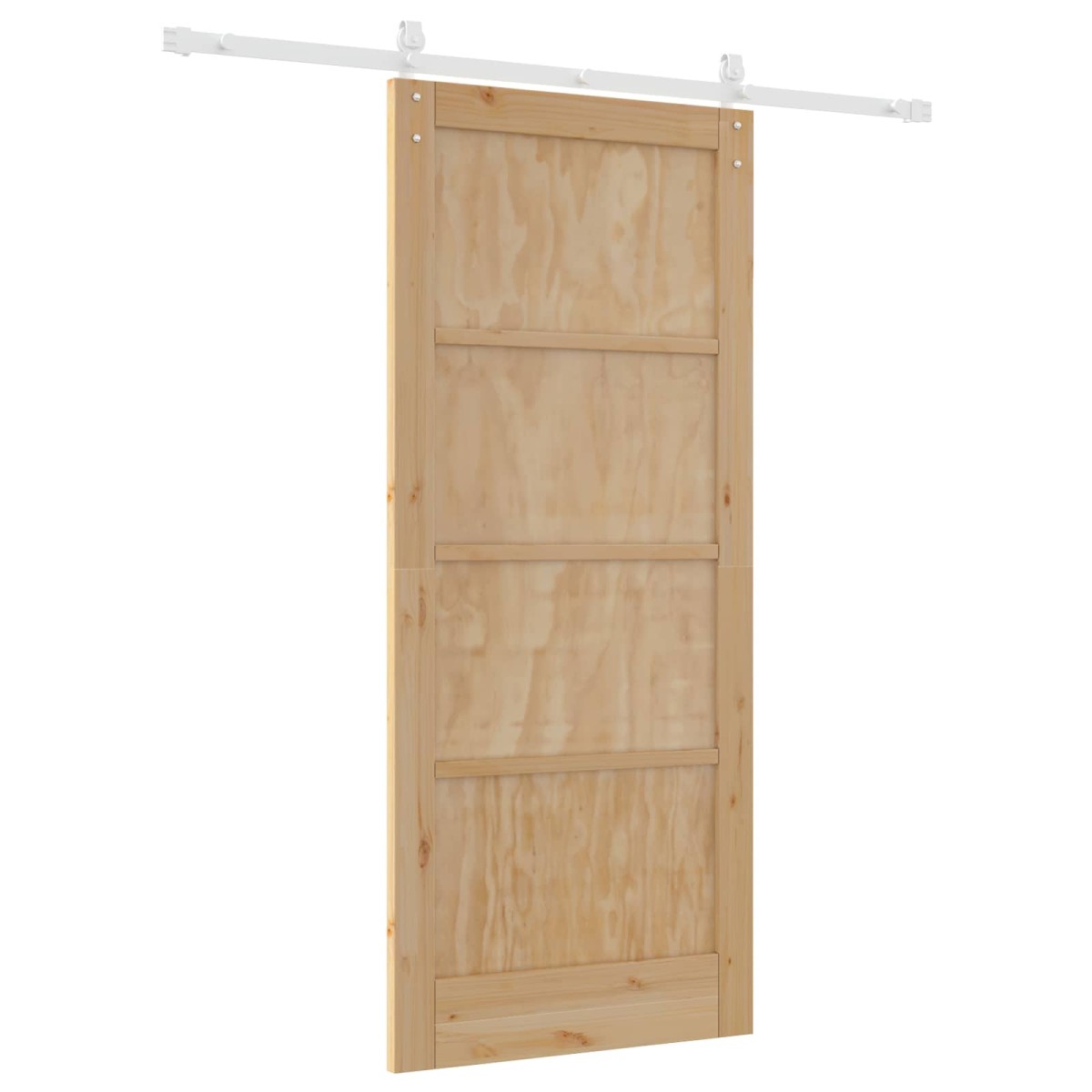 vidaXL Συρόμενη Πόρτα Φυσικό και Λευκό 86 x 198,5 cm Μασίφ Ξύλο Πεύκου