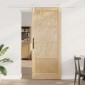 vidaXL Συρόμενη Πόρτα Φυσικό και Λευκό 86 x 211 cm Μασίφ Ξύλο Πεύκου