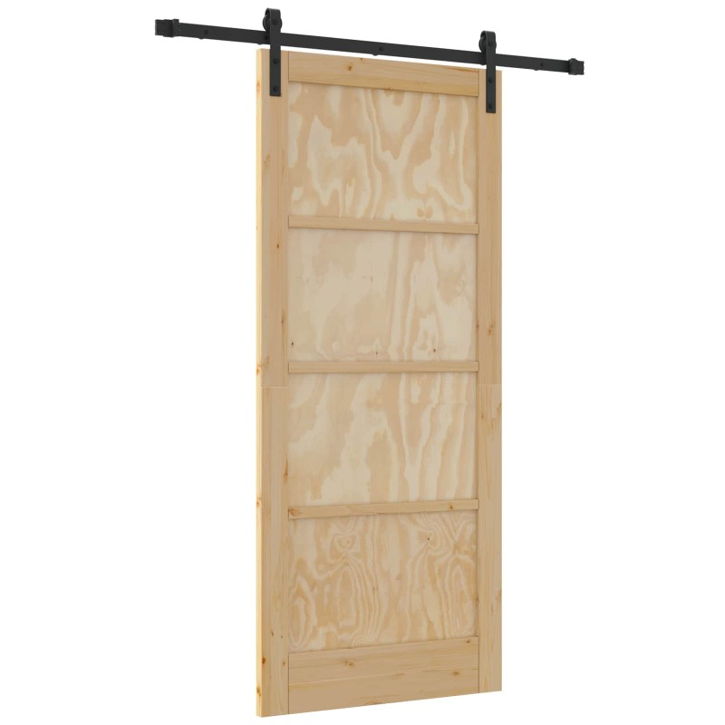 vidaXL Συρόμενη Πόρτα Φυσικό 86 x 198,5 cm Μασίφ Ξύλο Πεύκου