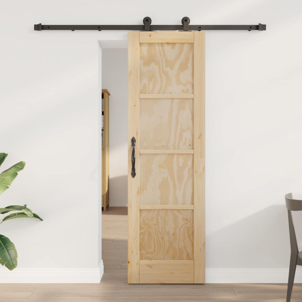 vidaXL Συρόμενη Πόρτα Φυσικό και Μαύρο 61 x 198,5 εκ.