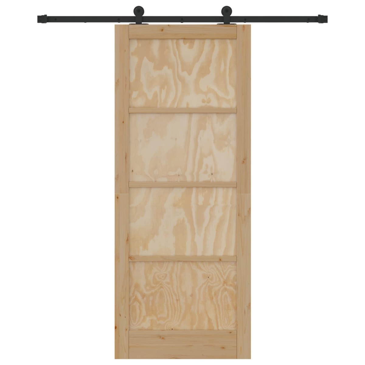 vidaXL Συρόμενη Πόρτα Φυσικό και Μαύρο 86 x 211 cm Μασίφ Ξύλο Πεύκου