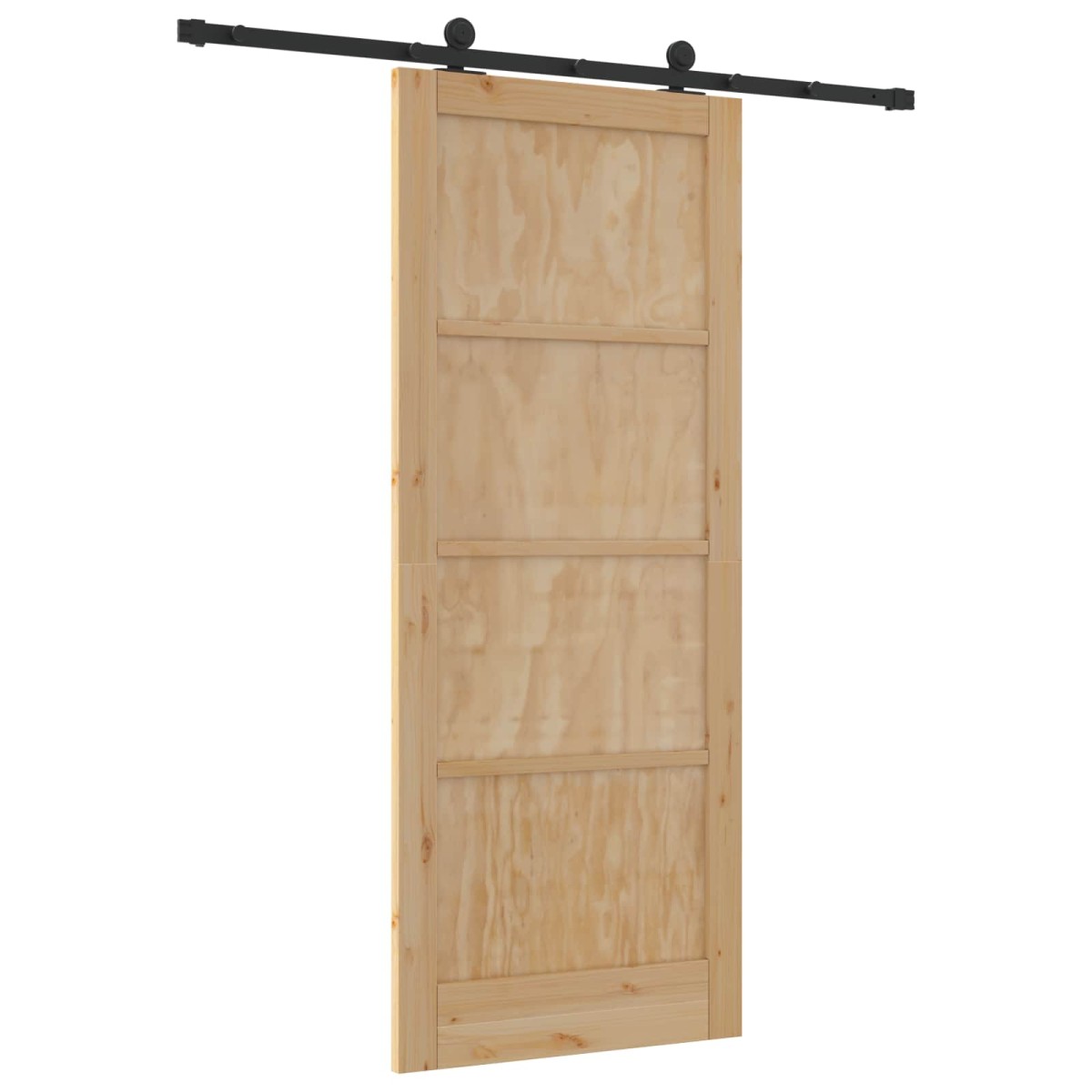 vidaXL Συρόμενη Πόρτα Φυσικό και Μαύρο 86 x 211 cm Μασίφ Ξύλο Πεύκου