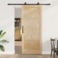 vidaXL Συρόμενη Πόρτα Φυσικό και Μαύρο 86 x 211 cm Μασίφ Ξύλο Πεύκου