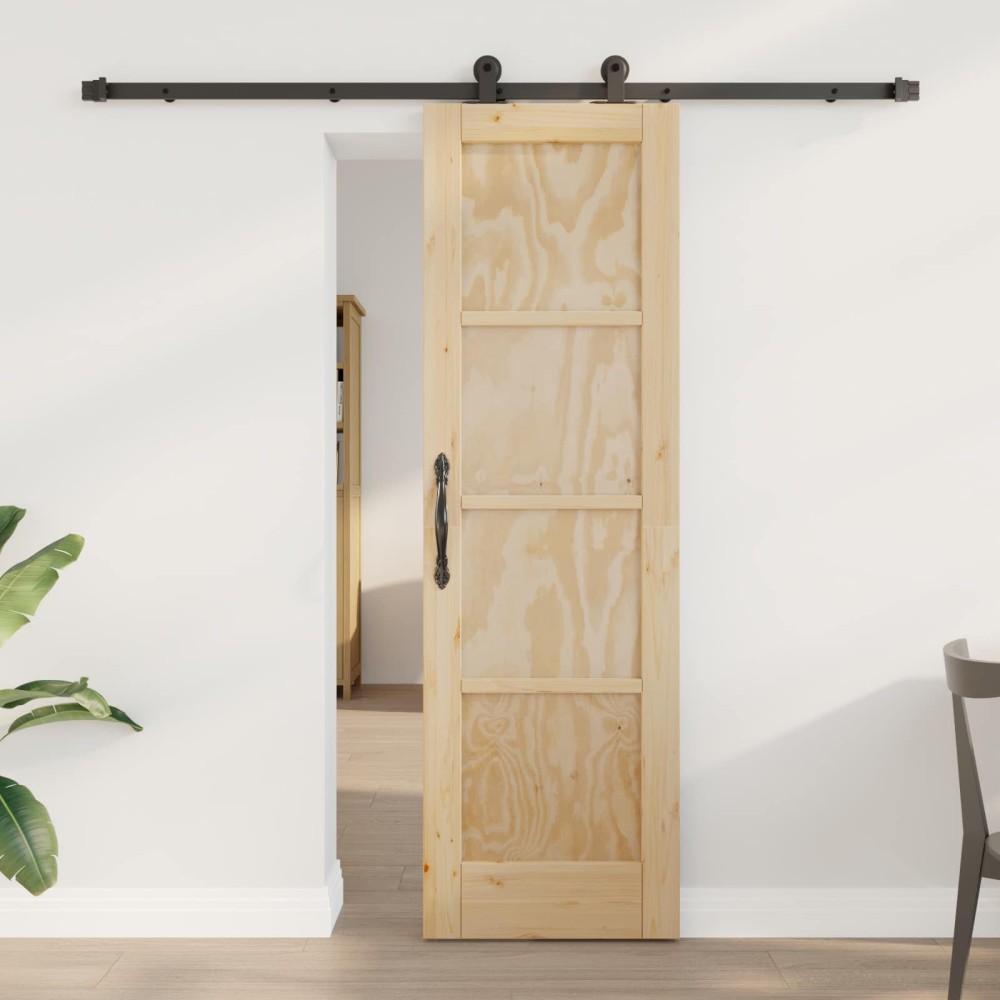 vidaXL Συρόμενη Πόρτα Φυσικό και Μαύρο 61 x 198,5 εκ.