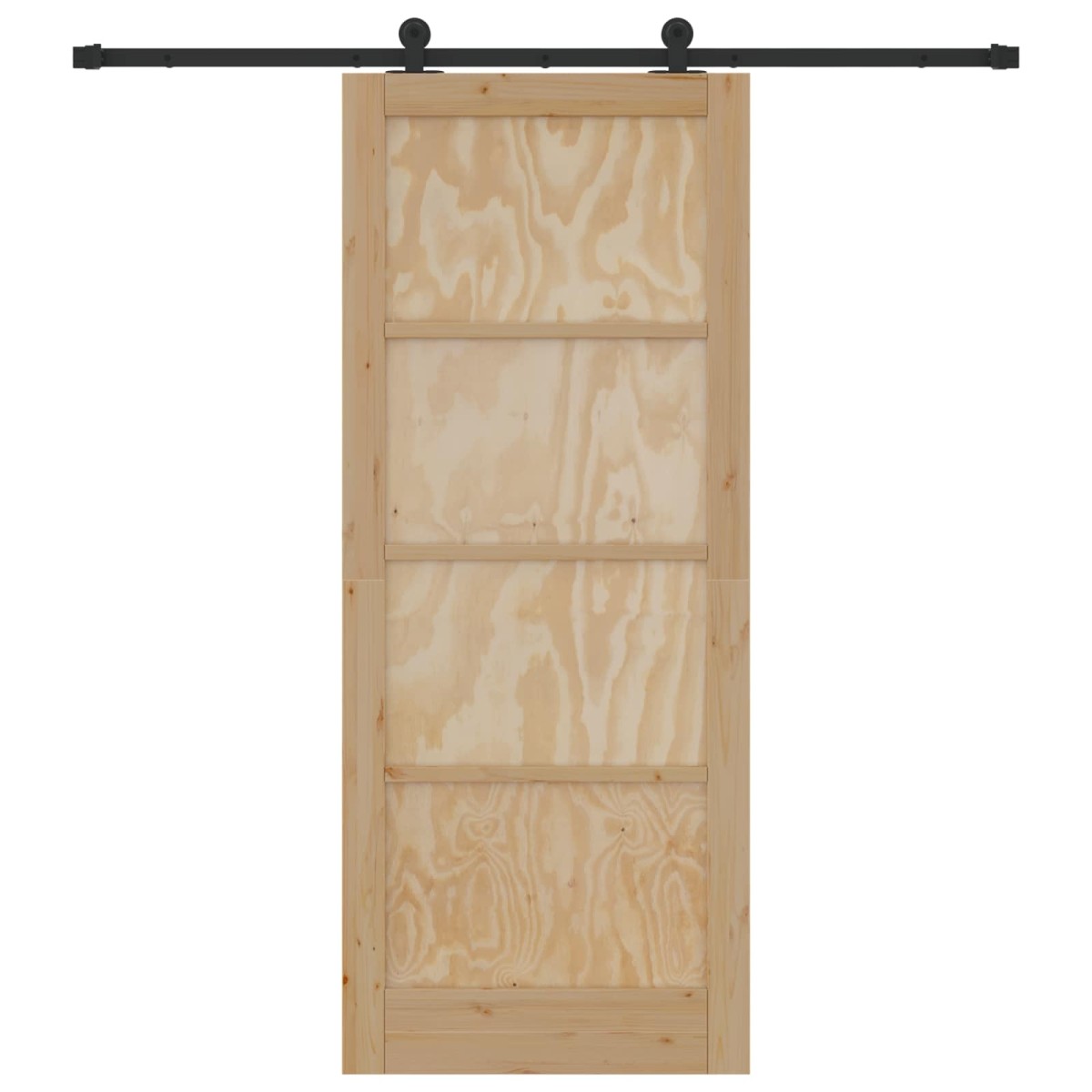 vidaXL Συρόμενη Πόρτα Φυσικό και Μαύρο 86 x 211 cm Μασίφ Ξύλο Πεύκου