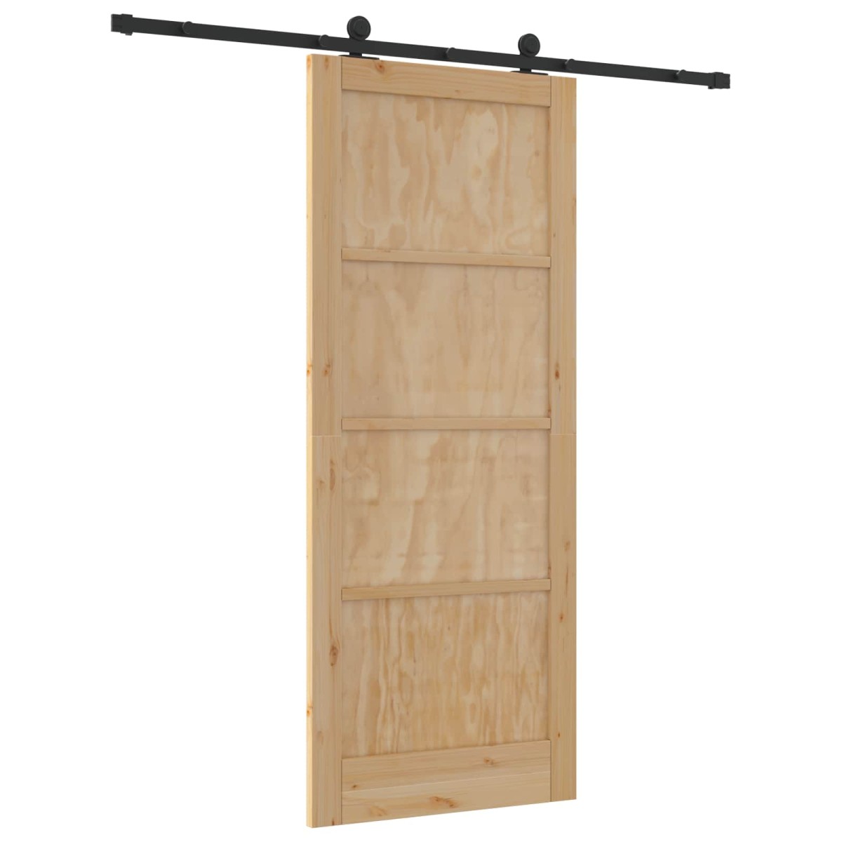 vidaXL Συρόμενη Πόρτα Φυσικό και Μαύρο 86 x 211 cm Μασίφ Ξύλο Πεύκου