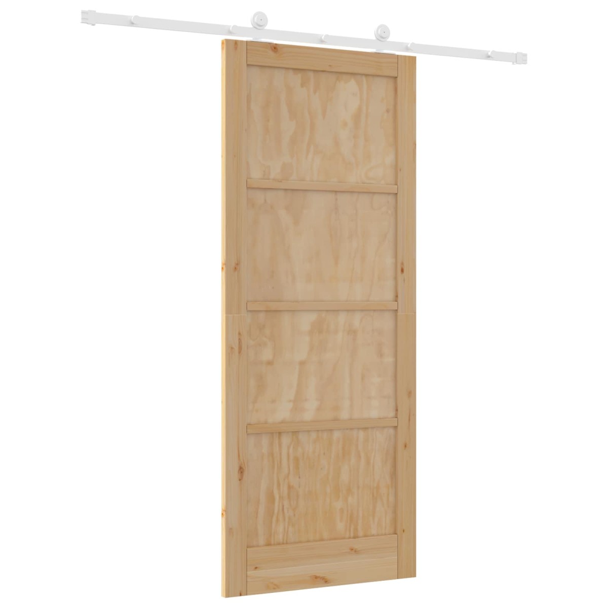 vidaXL Συρόμενη Πόρτα Φυσικό και Λευκό 86 x 211 cm Μασίφ Ξύλο Πεύκου