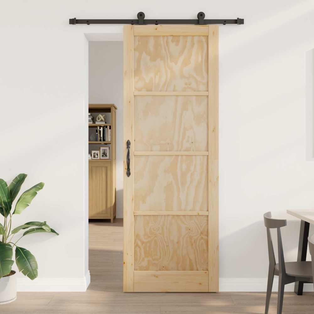 vidaXL Συρόμενη Πόρτα ORKDAL Φυσικό 83 x 232 εκ. Μασίφ Ξύλο Πεύκου