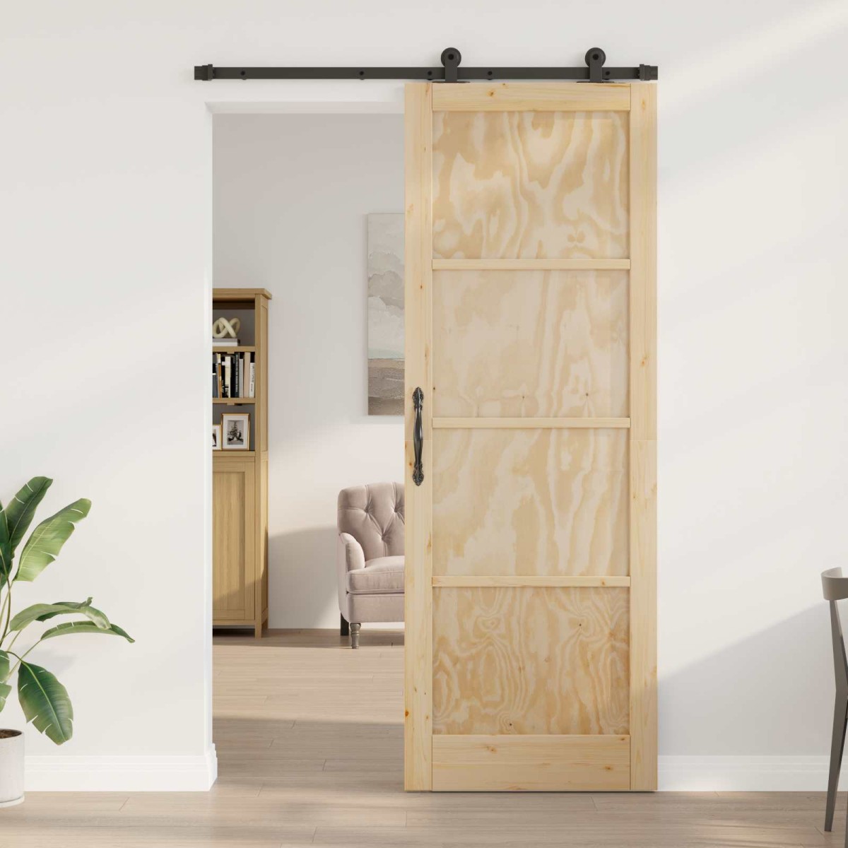 vidaXL Συρόμενη Πόρτα ORKDAL Φυσικό 83 x 232 εκ. Μασίφ Ξύλο Πεύκου