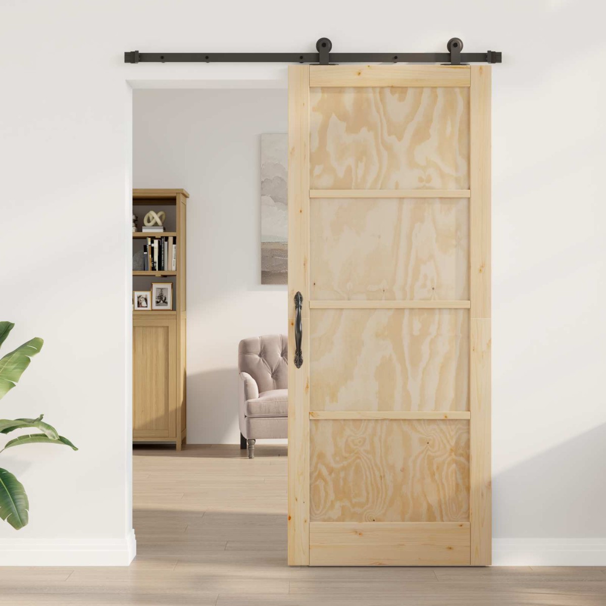 vidaXL Συρόμενη Πόρτα ORKDAL Φυσικό 86 x 211 cm Μασίφ Ξύλο Πεύκου