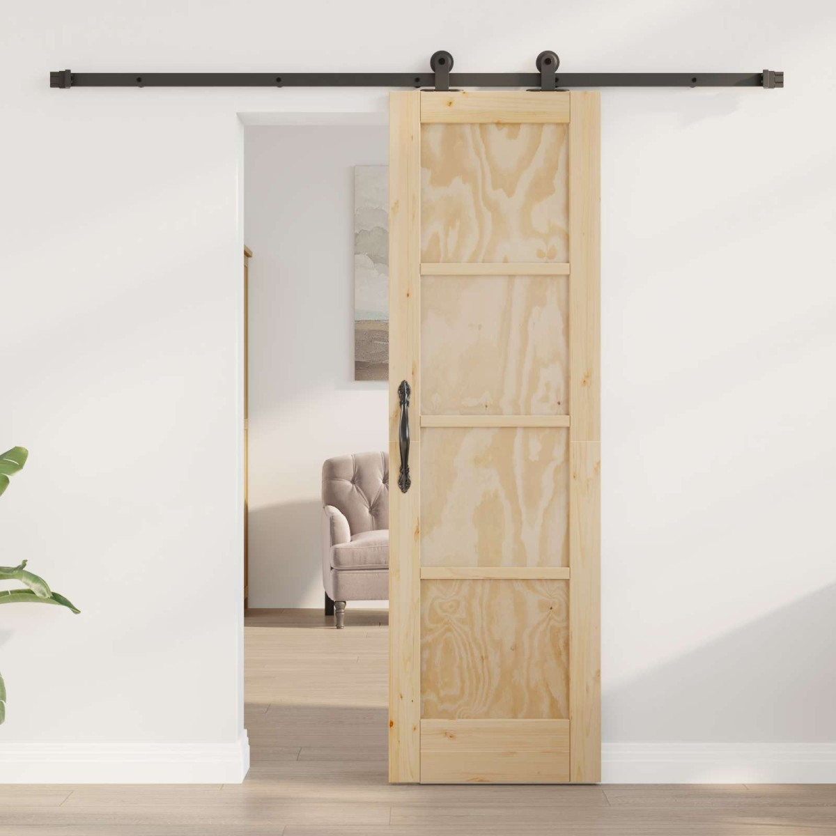 vidaXL Συρόμενη Πόρτα ORKDAL Φυσικό 61 x 198,5 εκ. Μασίφ Ξύλο Πεύκου