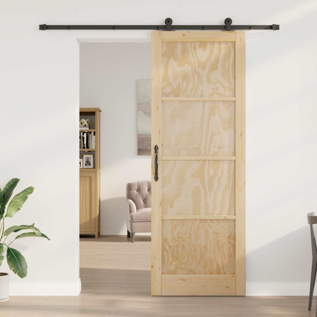 vidaXL Συρόμενη Πόρτα ORKDAL Φυσικό 83 x 232 εκ. Μασίφ Ξύλο Πεύκου