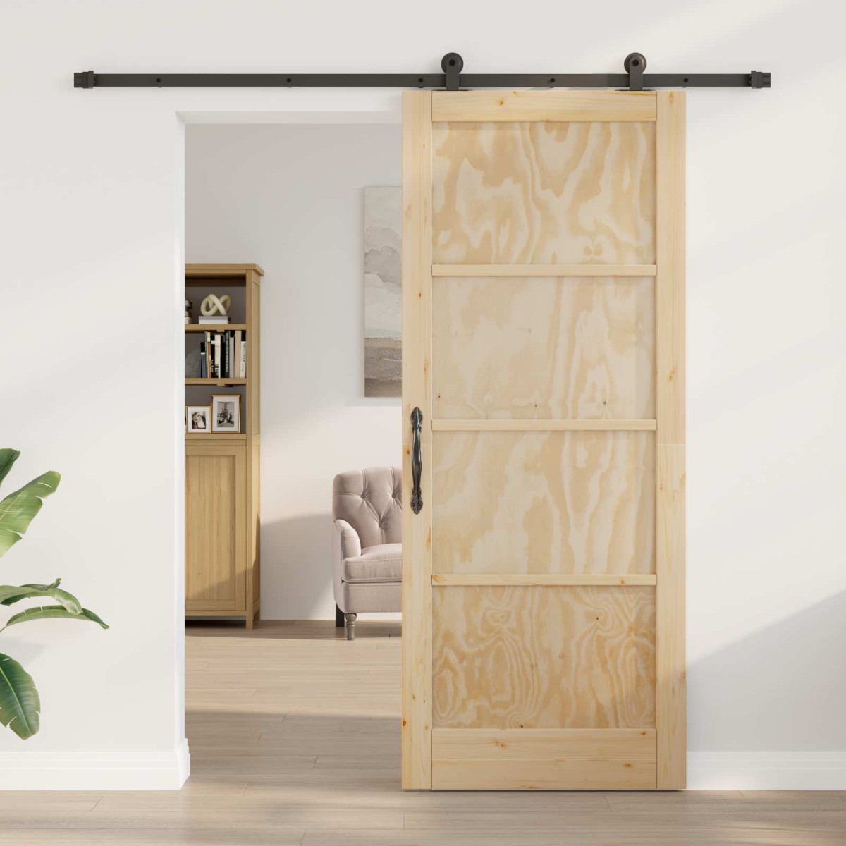 vidaXL Συρόμενη Πόρτα ORKDAL Φυσικό 86 x 211 cm Μασίφ Ξύλο Πεύκου
