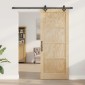 vidaXL Συρόμενη Πόρτα Φυσικό και Μαύρο 86 x 211 cm Μασίφ Ξύλο Πεύκου