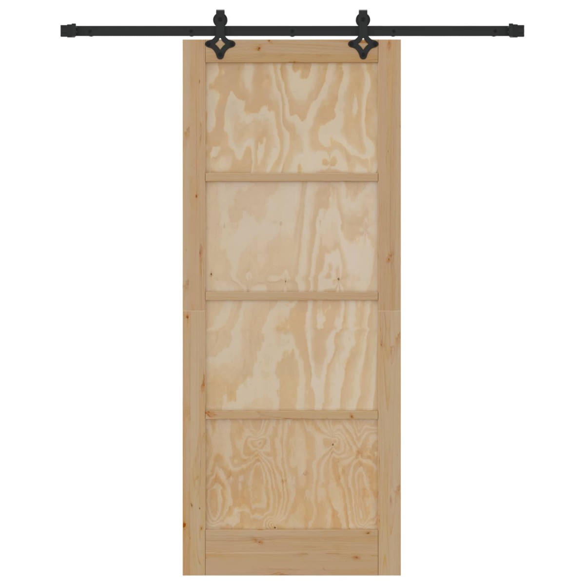 vidaXL Συρόμενη Πόρτα Φυσικό και Μαύρο 86 x 211 cm Μασίφ Ξύλο Πεύκου