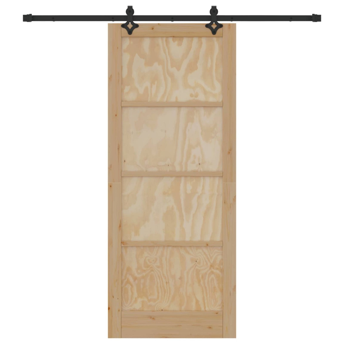 vidaXL Συρόμενη Πόρτα Φυσικό και Μαύρο 86 x 211 cm Μασίφ Ξύλο Πεύκου