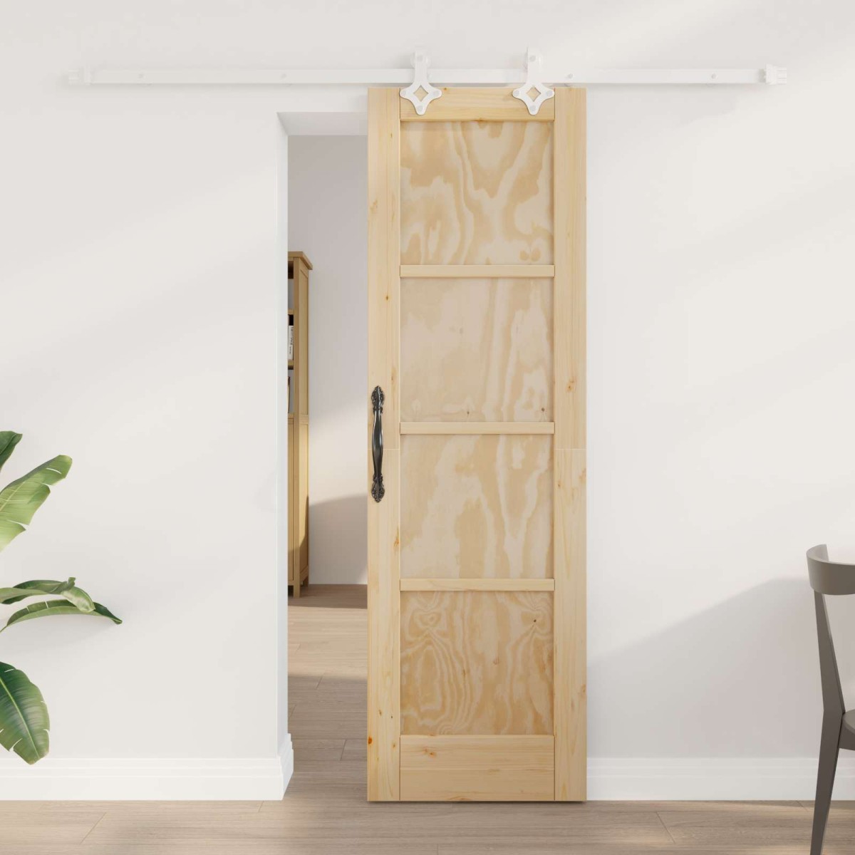vidaXL Συρόμενη Πόρτα Φυσικό και Λευκό 61 x 198,5 εκ.
