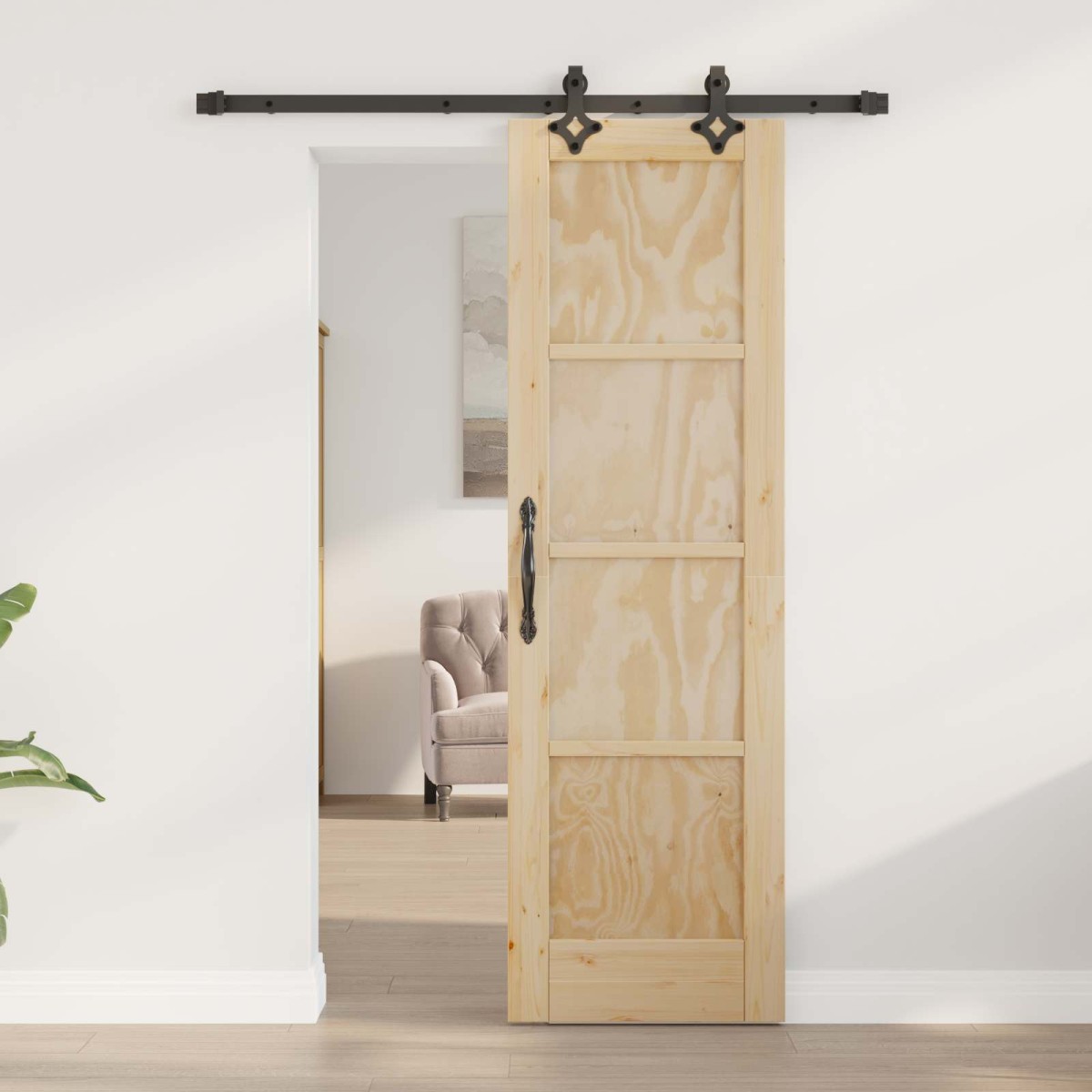 vidaXL Συρόμενη Πόρτα ORKDAL Φυσικό 61 x 198,5 εκ. Μασίφ Ξύλο Πεύκου