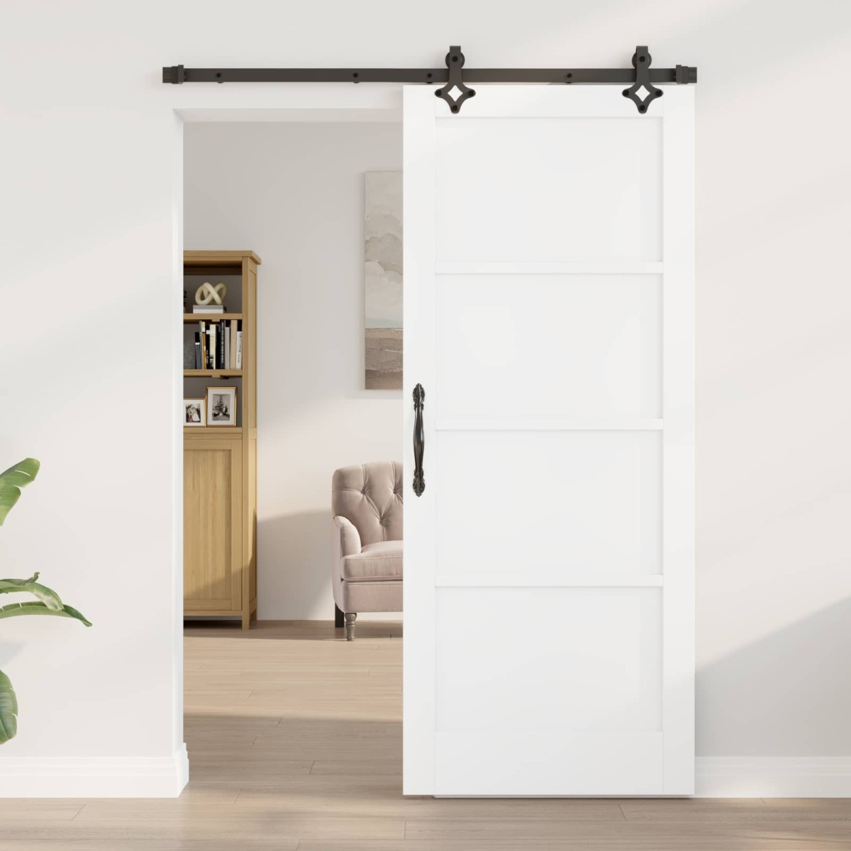 vidaXL Συρόμενη Πόρτα ORKDAL Λευκό 83 x 202 εκ. Μασίφ Ξύλο Πεύκου