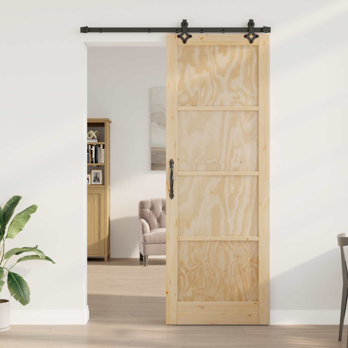 vidaXL Συρόμενη Πόρτα ORKDAL Φυσικό 83 x 232 εκ. Μασίφ Ξύλο Πεύκου