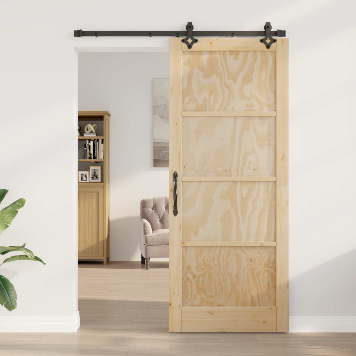 vidaXL Συρόμενη Πόρτα ORKDAL Φυσικό 86 x 211 cm Μασίφ Ξύλο Πεύκου