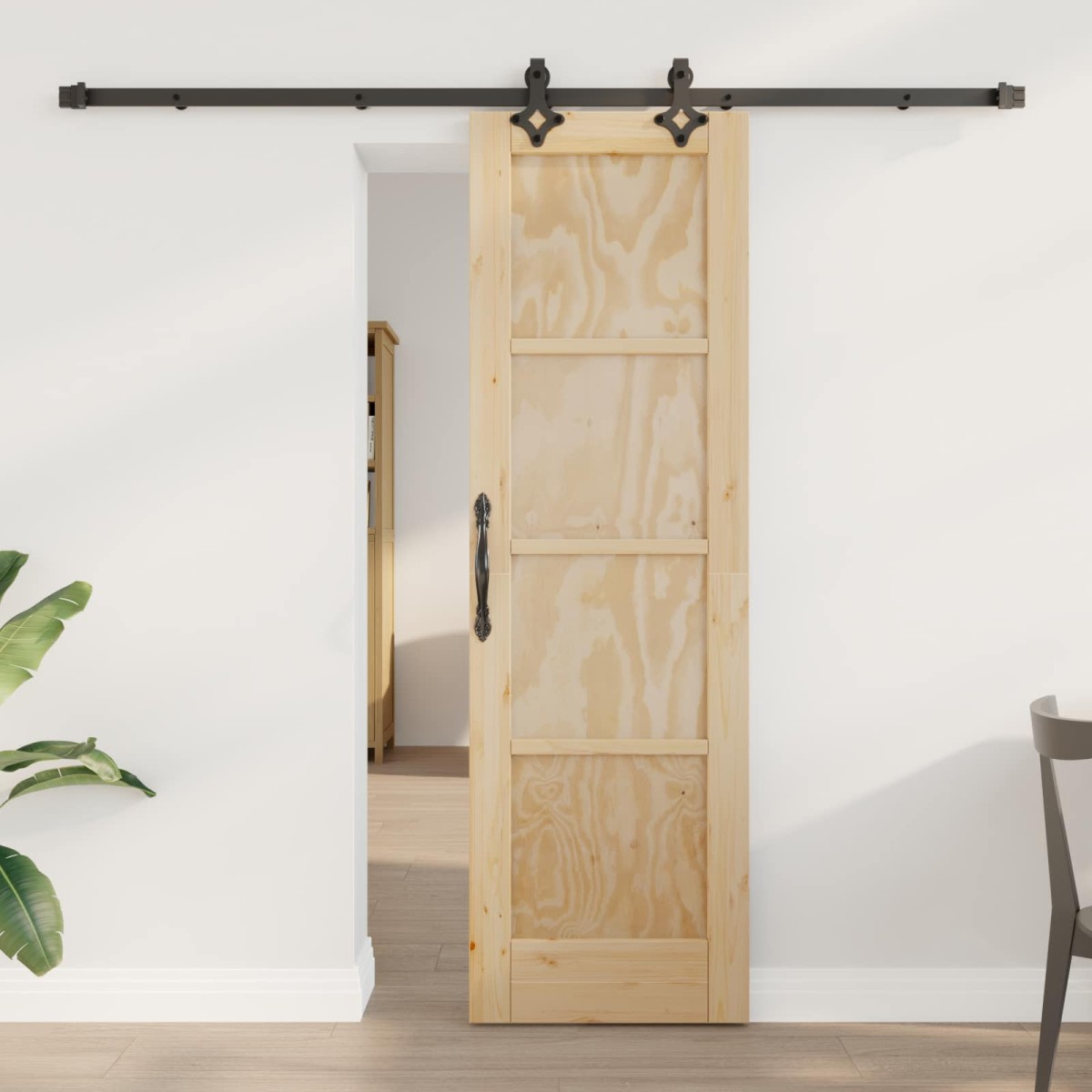 vidaXL Συρόμενη Πόρτα ORKDAL Φυσικό 61 x 198,5 εκ. Μασίφ Ξύλο Πεύκου