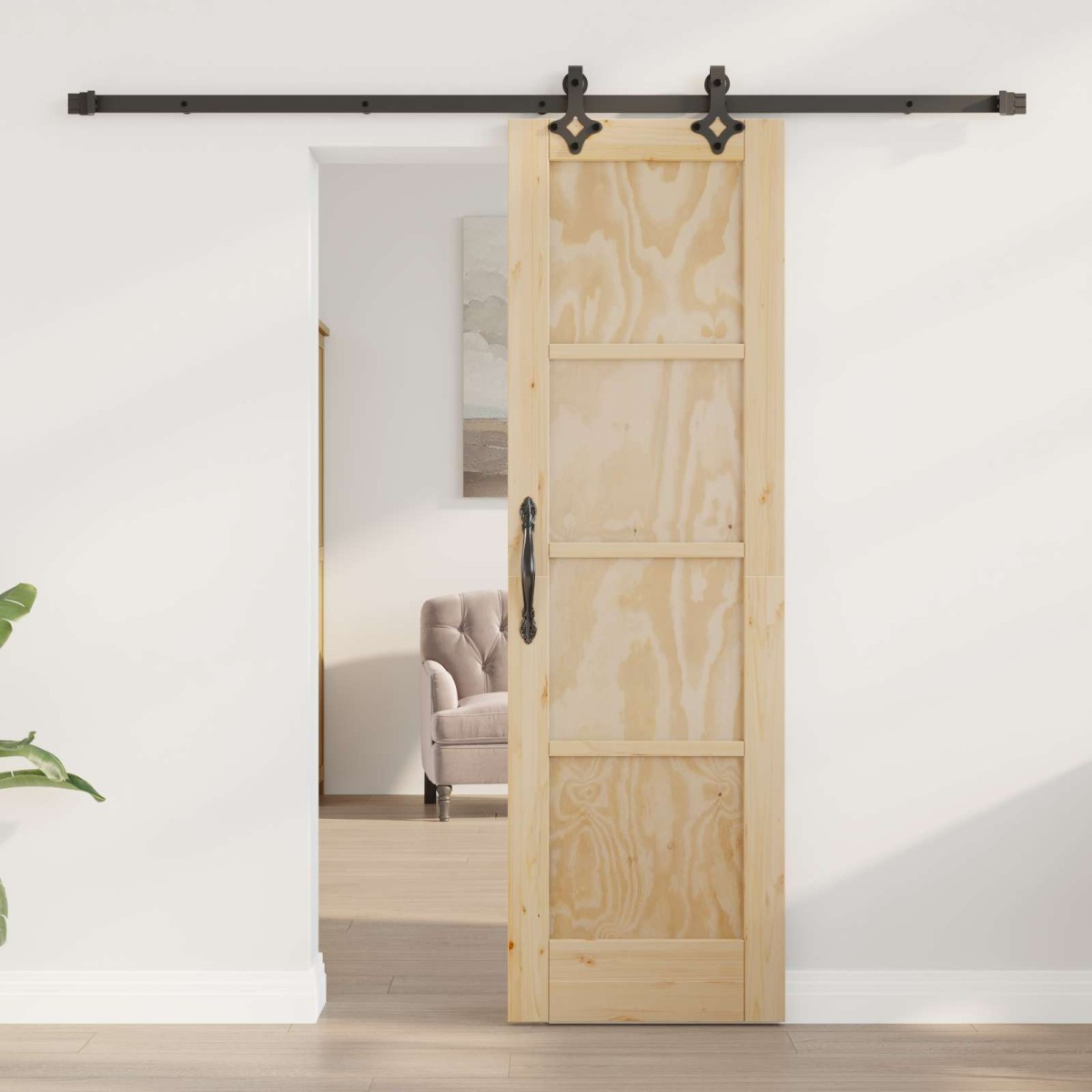 vidaXL Συρόμενη Πόρτα ORKDAL Φυσικό 61 x 198,5 εκ. Μασίφ Ξύλο Πεύκου