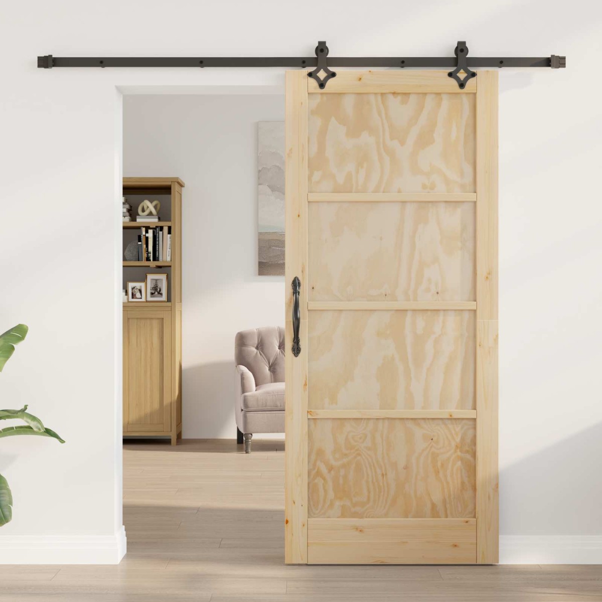 vidaXL Συρόμενη Πόρτα ORKDAL Φυσικό 86 x 198,5 cm Μασίφ Ξύλο Πεύκου
