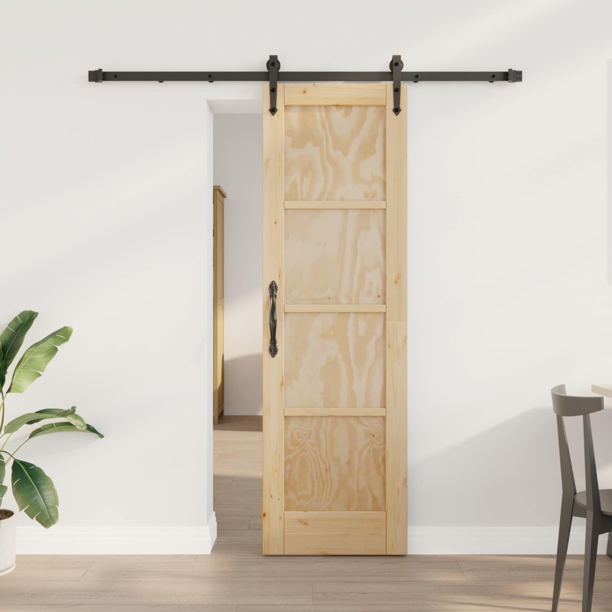 vidaXL Συρόμενη Πόρτα ORKDAL Φυσικό και Μαύρο 61 x 198,5 εκ.