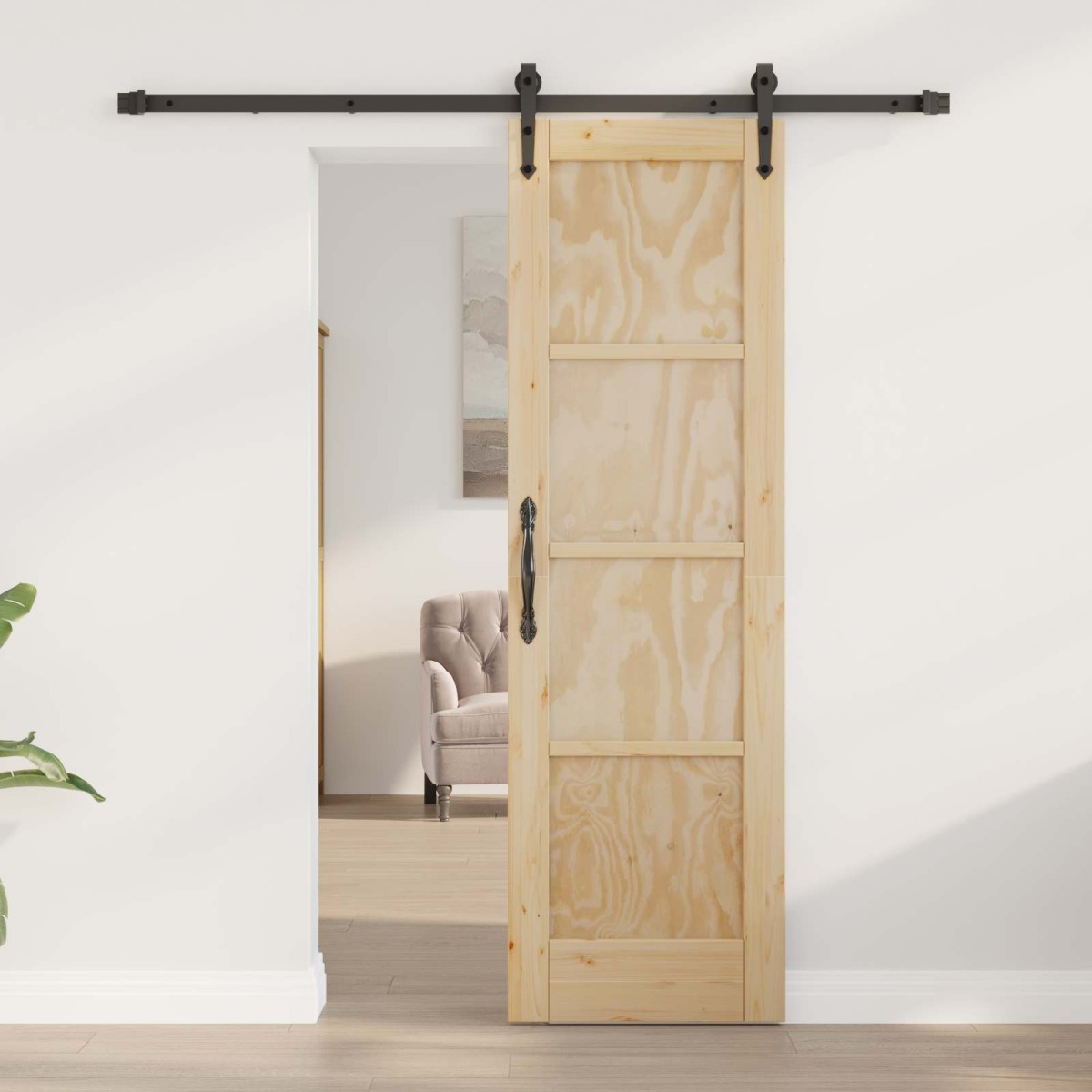 vidaXL Συρόμενη Πόρτα ORKDAL Φυσικό και Μαύρο 61 x 198,5 εκ.