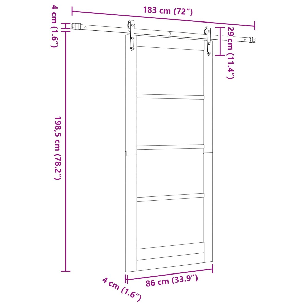 vidaXL Συρόμενη Πόρτα ORKDAL Φυσικό και Μαύρο 86 x 198,5 cm