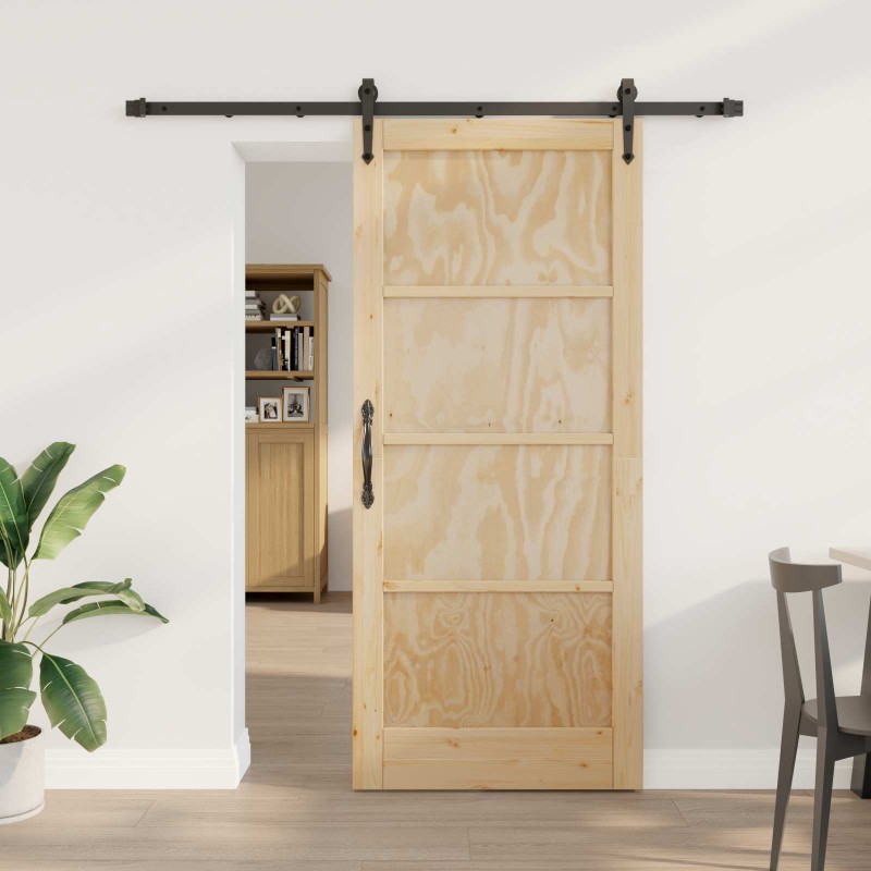 vidaXL Συρόμενη Πόρτα ORKDAL Φυσικό και Μαύρο 86 x 198,5 cm