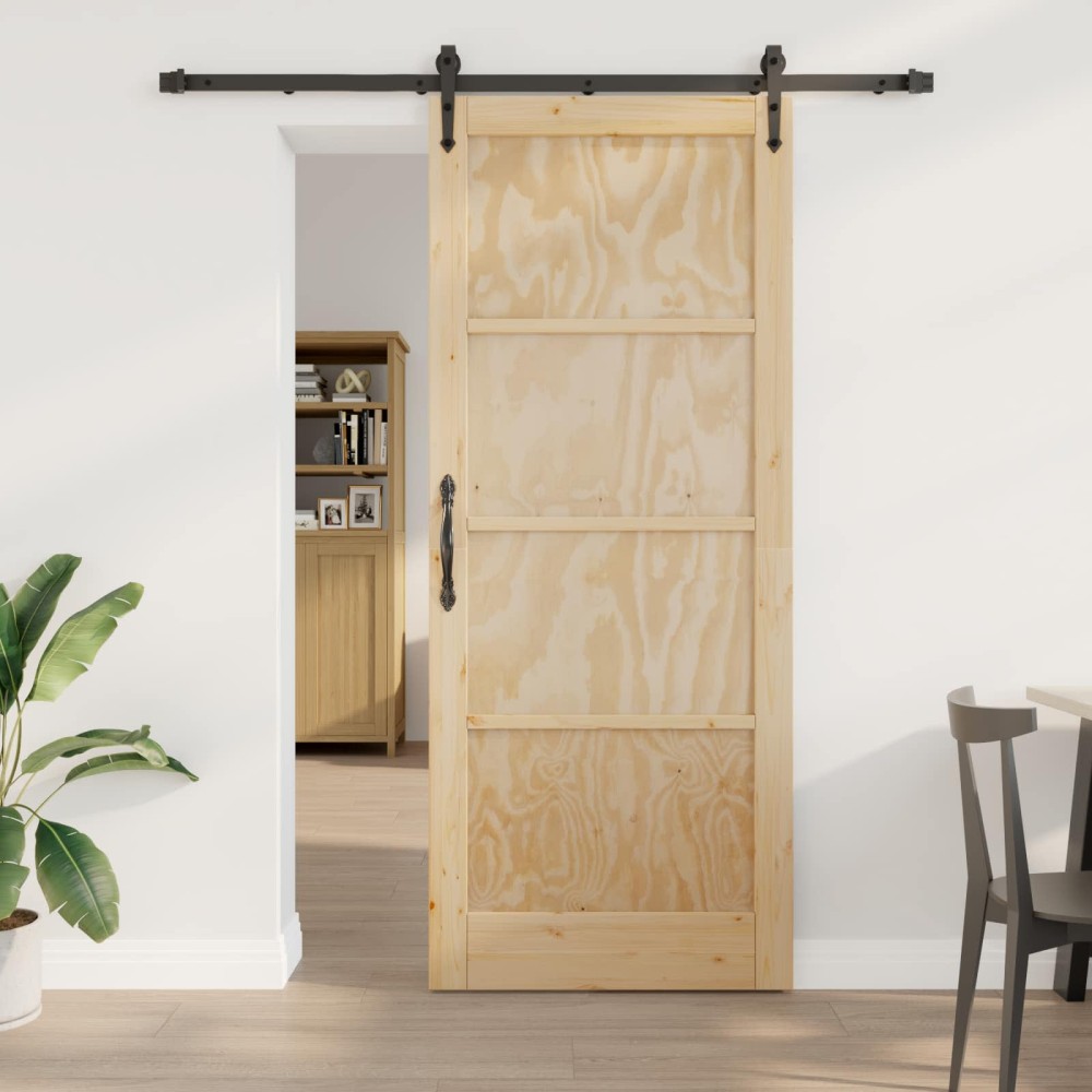 vidaXL Συρόμενη Πόρτα ORKDAL Φυσικό και Μαύρο 86 x 211 cm